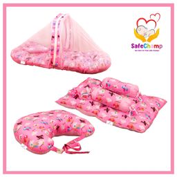 SafeChamp Skyler Baby Feeding Pillow And 4 Piece - Bed Set With Pillow And 2 Bolsters And Bedding Set Combo (Pack - 3) (Pink)-10