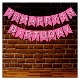 Wobbox 1st Happy Birthday Banner, Happy Birthday Decoration Items Pink -Pack Of 1-image-31