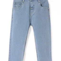 Babyhug Full Length Denim Washed Jeans with Stretch - Light Blue-picture-8