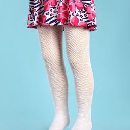 Kookie Kids Cotton Blend Knit Heart Design Stockings - White-image-26