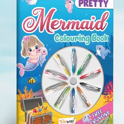 GOWOO Pretty Mermaid Colouring Book With Crayons |  Pretty Mermaid Coloring Escapade-26