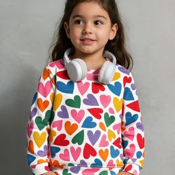 Babyhug Cotton Knit Full Sleeves Sweatshirt with Hearts Print - White-picture-26