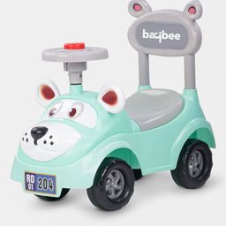 Baybee Manual Push Baby Ride On Car for Kids with Music Storage Space & High Backrest - Green-21