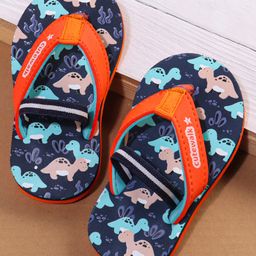 Cute Walk by Babyhug Flip Flops With Back Strap Dino Print - Navy Blue-picture-5