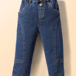 Mark & Mia Cotton Lycra Full Length Cut & Sew Jeans - Navy Blue-image-88
