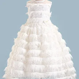 Enfance Sleeveless Sequin Embellished Layered Gown - Off White-picture-0