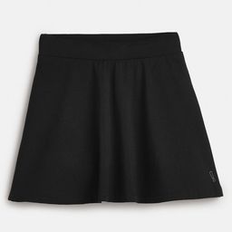 Plan B Cotton Elastane Solid Skater Printed Skirt With Inner Shorts - Black-image-39