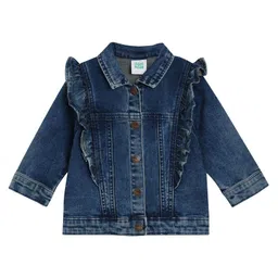 MINI KLUB Cotton Full Sleeves Frill Detailed Solid Jacket - Blue-picture-49
