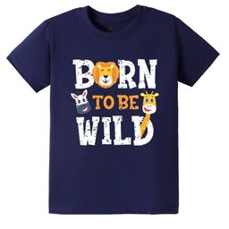 KAVEE Pure Cotton Half Sleeves Born To Be Wild Text Printed Bio Washed Tee - Navy Blue-picture-4