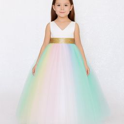 Tilism Woven Sleeveless Shimmered Back Bow Applique Detailed Ombre Gown - Multi Colour-image-34