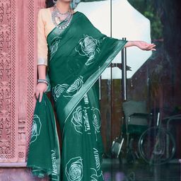 Anouk Rustic Floral Zari Block Print Saree image 5