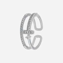 Kushal's Fashion Jewellery Rhodium-Plated Zircon Stone Studded Adjustable Finger Ring-picture-36