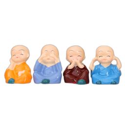 The Procure Store Little Baby Monk Multi Decorative Showpiece Set of 4- Multicolor image 3