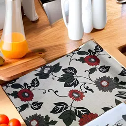 Aura White & Red Floral Printed Water Resistant Shelf Liner Organiser-image-88