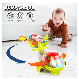 Fiddlerz Concept Electric Airplane With Visible Colorful Moving Gears & Music, Bump and Go Action LED Lights Effects Toys - Multicolour image 4