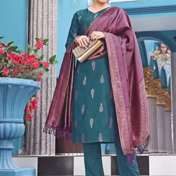 ATOXIC Women Ethnic Motifs Regular Pure Silk Kurta with Trousers & With Dupatta-picture-13