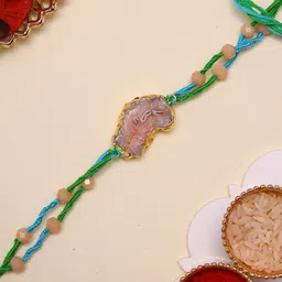Aapno Rajasthan Set Of 3 Rakhi With Roli Chawal & Greetings Card-42