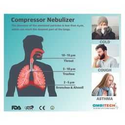 AmbiTech Compressor Nebulizer Machine Kit With AmbiTech Digital Thermometer Made In India 2 Year Warranty- White image 5