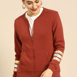 all about you Women Rust Orange Solid Sweatshirt-image-11