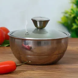 Femora Stainless Steel Double Wall Insulated Curry Serving Bowl with Lid (1500 ml) - Set of 1-46