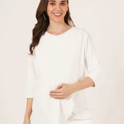 angloindu Women Solid Round Neck Cotton Oversized T-shirt-picture-39