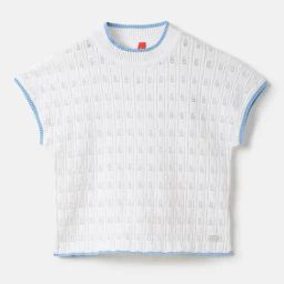 Blue Giraffe Girls White Regular Fit T-Shirt-image-25