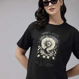 Roadster Women Printed Bio Finish Cotton T-shirt-image-24
