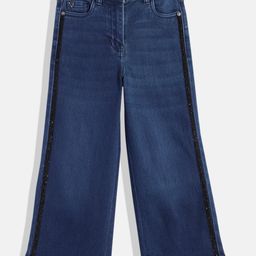 Allen Solly Junior Girls Wide Leg with Glittery Side Stripe Stretchable Jeans-image-6