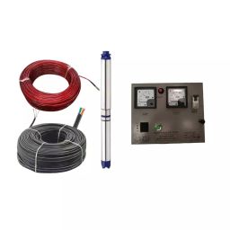 Ashirwad 1.5 HP 12 Stage Borewell Submersible Pump with Control Panel, 30m Sub Wire and Safety Cable-1