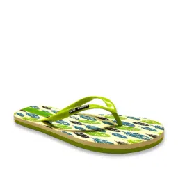 Clog London Women's Green & Yellow Printed Flip Flops-image-47