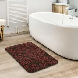 Saral Home Brown Microfiber Abstract Bath Mat 45X70 cm-image-79