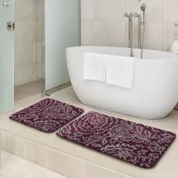 Saral Home Purple Microfiber Abstract Bath Mat Set of - 2-image-81