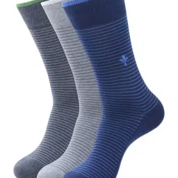 BALENZIA Cotton Striped Calf Length Socks (Pack Of 3)-picture-1