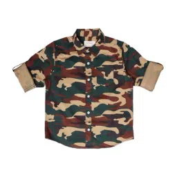 Manet Kids Multicolor Cotton Camouflage Shirt-image-82