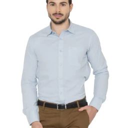 Allen Cooper Blue Cotton Regular Fit Shirts-image-31