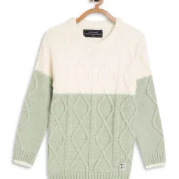 Octave Kids Cream & Mint Green Color Block Full Sleeves Pullover-image-21