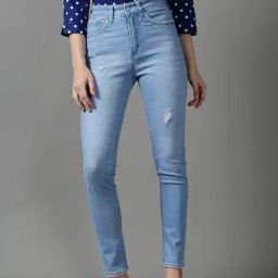 SHOWOFF Blue Solid Mid Rise Jeans-image-60