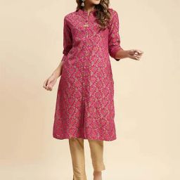 Rangita Pink Floral Print A Line Kurta-image-44