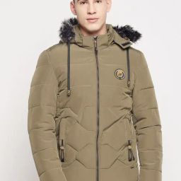 Duke Khaki Slim Fit Quilted Hooded Jacket-image-20