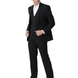 Park Avenue Black Super Slim Fit Three Piece Suit-image-8