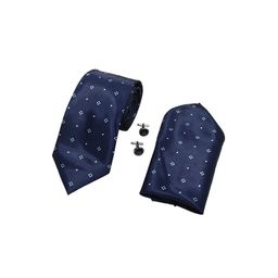 RARE COMBEE GROUP Men Printed Necktie With Pocket Square & Cufflinks Accessory Gift Set-image-32
