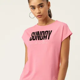 Monte Carlo Women Pink Typography Printed T-shirt-image-65