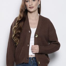 Boohoo Button Through Ribbed Cardigan-15