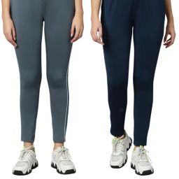 Omtex Grey & Navy Mid Rise Sports Track Pants - Pack Of 2-image-13