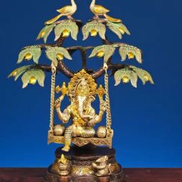 Ekaa Handicrafts Gold Brass Ganesha Statue-16