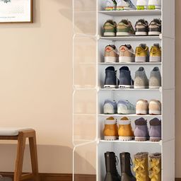Sasimo White Set of 1 Crack Resistant Shoes Organiser Organisers-17