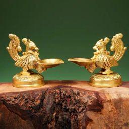 Ekaa Handicrafts Gold Brass Annam Oil Diya Lamp-23