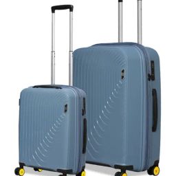 Eume Ice Blue Wanderer Textured Medium Check-in Luggage-image-49