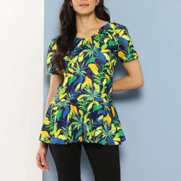 Aarika Green Nylon Printed Short Sleeves Swimsuit With Goggles-image-99