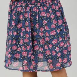 Kiddopanti Kids Blue Floral Print Skirt-image-37